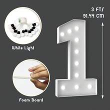 3 piedi/4 piedi Numeri luminosi a insegna - Luci bianche fredde/calde che si illuminano, decorazione per feste, grandi numeri luminosi a insegna che possono essere utilizzati per decorazioni di matrimoni, feste di compleanno - Bianco - Visualizzare 15