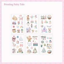 6 pegatinas planas, serie de villancicos nocturnos de nieve, pegatinas decorativas de bricolaje con tema de ilustración navideña para scrapbooking