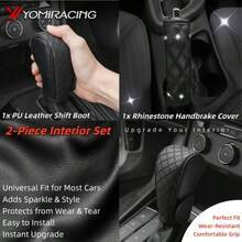 [Limited Time Promotion] Cool Car Accessory Set: Shiny Diamond Handbrake And Gear Shift Covers - Universal Handbrake Cover To Enhance Car Style - Black - View 1