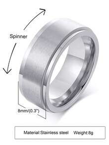 1pc Minimalist Personalized Laser Engraved Name Text Stainless Steel Rotatable Ring For Men, Gift For Friends, Thanksgiving, Christmas, Daily Wear, 8mm Width - 394 - View 13