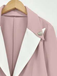 1 Set Women's Suit Jacket And Pants, Button Closure - Pink - View 6