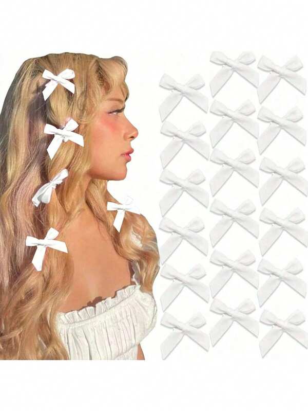 18PCS Hair Bows For Women Hair Ribbon For Hair Small Hair Bows Clips Small Satin Hair Clips Mini Bows Hair Barrettes Hair Accessories For Women Girls