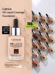 Catrice HD Liquid Coverage Foundation 020, Lätt flytande, Flytande textur, Naturlig concealing, Ansiktsconcealing, Jämn hudton, Daglig pendling, Naturlig makeup, Lätt heltäckande, 30 ml/1,01 fl.oz. - 020 - Visa 1