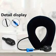 Neck Stretcher, Adjustable Inflatable, Comfortable Padded Support, Blue Valve, Suitable For Home And Office Use, Improves Posture | Adjustable Design | Soft Padding - Blue - View 5