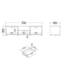 Dmora Charo - Mobile Porta tv, 39.8x147.2x38.4h cm Nero Nero, un Cassetto