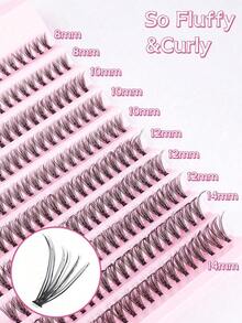 300/280/240/200PCS Individual Lash Clusters Large Capacity 30D/40D/60D/80D/100D D Curl 8-16mm DIY Lash Clusters Natural Look&Extra Thick&Wispy&Ultra Soft&Super Light Reusable Individual Segmented False Eyelashes Eyelash Extension Kit Suitable For Travel, Daily Wear For Beginners, Weddings, Dates, Parties, Festivals, Very Suitable For Christmas/Halloween/Gift Eyelash Bundles - 黑色 - 查看 3