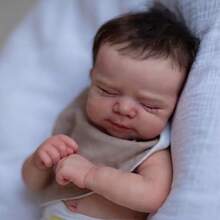 48cm 19 pollici Bambola neonato reborn in vinile morbido con pelle dipinta 3D e vene visibili come un vero neonato addormentato, giocattolo per il bagnetto per bambini, regalo di compleanno (il genere della bambola è casuale)