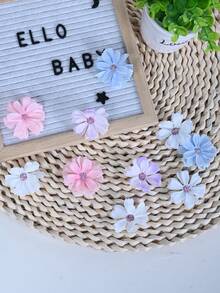 10 Stück künstliche Blumen Haarclips DIY Material (Clips nicht enthalten), geeignet für Mädchen, kann man mehrfarbige Blumen Haarclips selbst basteln, süß & elegant Pferdeschwanz Clips, geeignet für Strand, Geburtstag, Hochzeit, Kinder & Baby Haarzubehör (Zufallsfarbe)