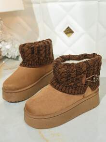 2025 Winter Women's Thick Sole Snow Boots, New Warm Short Boots, Slip-On Warm Casual Boots - Brown - View 3