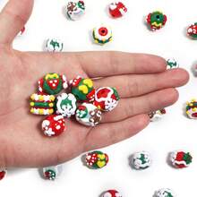5pcs 15mm Acrylic Hand-Painted Christmas Series Beads, Christmas Snowflake, Christmas Tree, Gingerbread Man, Fashion Cute Beads For DIY Jewelry Making, Party Decoration, Craft, Phone Charm, Keychain, Stationery Decoration