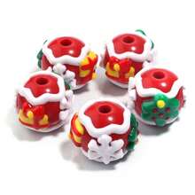 5pcs 15mm Acrylic Hand-Painted Christmas Series Beads, Christmas Snowflake, Christmas Tree, Gingerbread Man, Fashion Cute Beads For DIY Jewelry Making, Party Decoration, Craft, Phone Charm, Keychain, Stationery Decoration