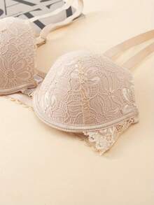 3pcs Solid Lace Deep V Underwire Bra, Sexy Comfy Push Up Bra, Women's Lingerie & Underwear - Multicolor - View 8