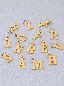 3pcs Stainless Steel Initial Letter Pendant Findings 18K Gold Plated A-Z Crown Letters Charms Pendant For DIY Jewelry Making Supplies Accessories