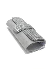 Bolsa Clutch de Luxo com Strass Feminina, Bolsa Transversal Quadrada para Festa de Casamento e Noite