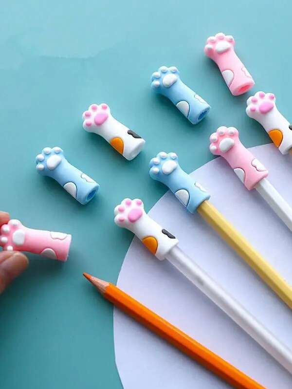 1 pieza - Tapa de lápiz con diseño de garra de gato lindo - Protector de punta de bolígrafo de silicona suave con diseño de estampado de garra, disponible en múltiples colores (amarillo, negro, blanco, rosa, azul) | Protector de punta de bolígrafo duradero y flexible, adecuado para la escuela, la oficina, los suministros de arte | Accesorios de papelería con tema de gato lindo