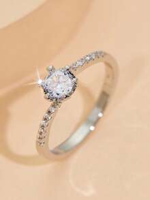 خاتم زفاف من الزركونيا الاصطناعية الكلاسيكي المستدير - طراز فاخر وفريد - خاتم خطوبة وزفاف للنساء - لامع ، أنيق ، لافت للنظر - مناسب للارتداء اليومي - هدية مثالية للنساء في عيد الحب والذكرى السنوية