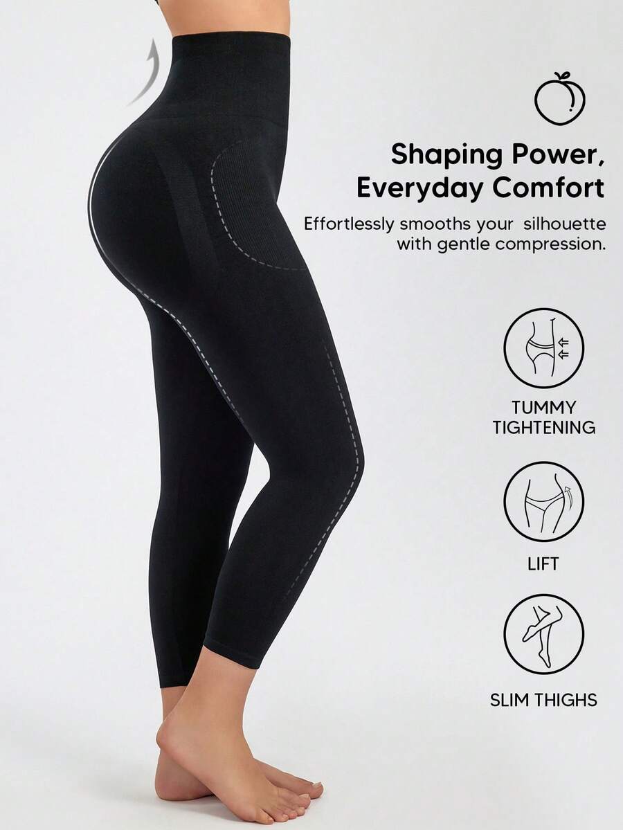 1 quần legging Capri cạp cao kiểm soát bụng, quần tập yoga bó nâng mông, quần bó định hình không đường may dùng cho phòng tập, chạy bộ, tập luyện, mặc hàng ngày - màu đen - Xem 1