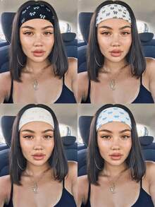 1/2/4 pezzi Bandane da donna, casual e carine, con stampa a fiocco in poliestere, adatte per spiaggia/vacanza, accessori per capelli alla moda adatti tutto l'anno. Accessori da donna, accessori per rave, accessori per Ognissanti, accessori rosa, fasce per capelli, accessori per concerti, accessori per festival, accessori rossi, accessori per capelli da donna, accessori verdi, accessori Y2k, fiori per capelli, accessori gialli, accessori blu. Sciarpa invernale