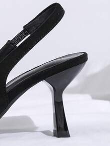 Fall/Winter New Stylish Black Kitten Heel Rhinestone Bow Decor Office Party Wedding Women High Heel Pumps, Elegant - Black - View 7