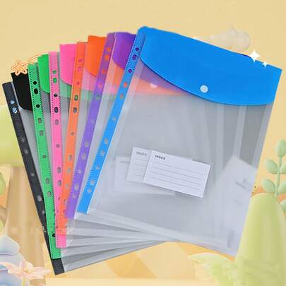 paquete de 3/6/12 sobres de plástico, carpetas de documentos transparentes, carpetas de archivos tamaño carta A4, con bolsillo para etiqueta, útiles escolares y de oficina para organización y almacenamiento, colores surtidos