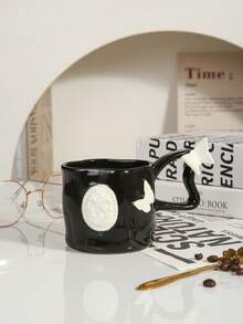 1 Peça Caneca Cerâmica 3D de Borboleta, Adequada para Água, Café, Leite, Xícaras de Chá, Presentes Personalizados, Presentes para Mulheres, Presentes para Mães, Presentes de Aniversário