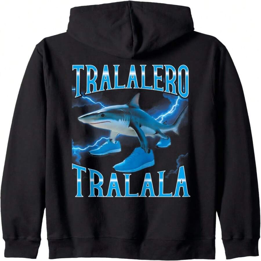 Surreal Italian Brainrot Meme Tralalero Tralala Funny Hoodie - Black 9 - View 1