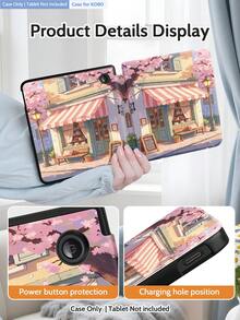 Kobo Protective Case, Kindle Cover Featuring A Coffee Shop Beneath Cherry Blossoms, Minimalist Classic Design, Magnetic Cover With Sleep/Wake Function, Romantic Gift, Compatible With Kindle Paperwhite, Kobo Clara Colour/BW 2024, Kobo Clara 2E. Suitable For Both Men And Women When Travelling Or Out And About To Protect E-Readers From Damage, And Ideal For Bedtime Reading