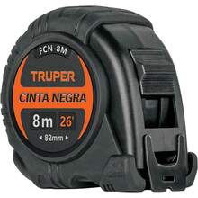 Truper FCN-8M, Flexómetro contra impactos 8 m cinta negra 25 mm - 3 metros - Ver 1