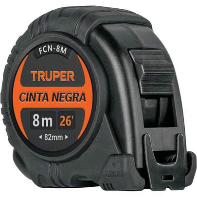 Truper FCN-8M, Flexómetro contra impactos 8 m cinta negra 25 mm