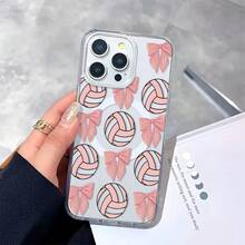 Pink Volleyball Bows Pretty Pattern Design -Clear Magnetic Phone Case For IPhone [X/11/12/13/14/15/16 /17/Pro Max] - Anti-Slip & Protective|Aesthetic Clear Magnetic Phone Case For Girls And - Clear - View 7