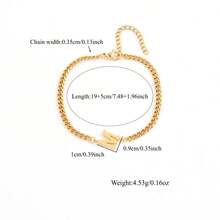 1pc Men's Fashion Letter Stainless Steel Chain Bracelet - Yellow Gold - View 2