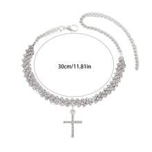 1pc Elegant Luxury Rhinestone Cross Design Anklet, Suitable For Women's Daily Wear