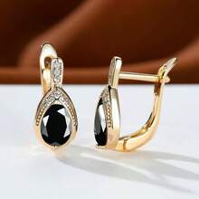 1 para minimalistycznych, eleganckich, zielonych, cyrkoniowych, delikatnych, uroczych kolczyków-klipsów w kształcie łezki anioła dla kobiet, na wesele/imprezę