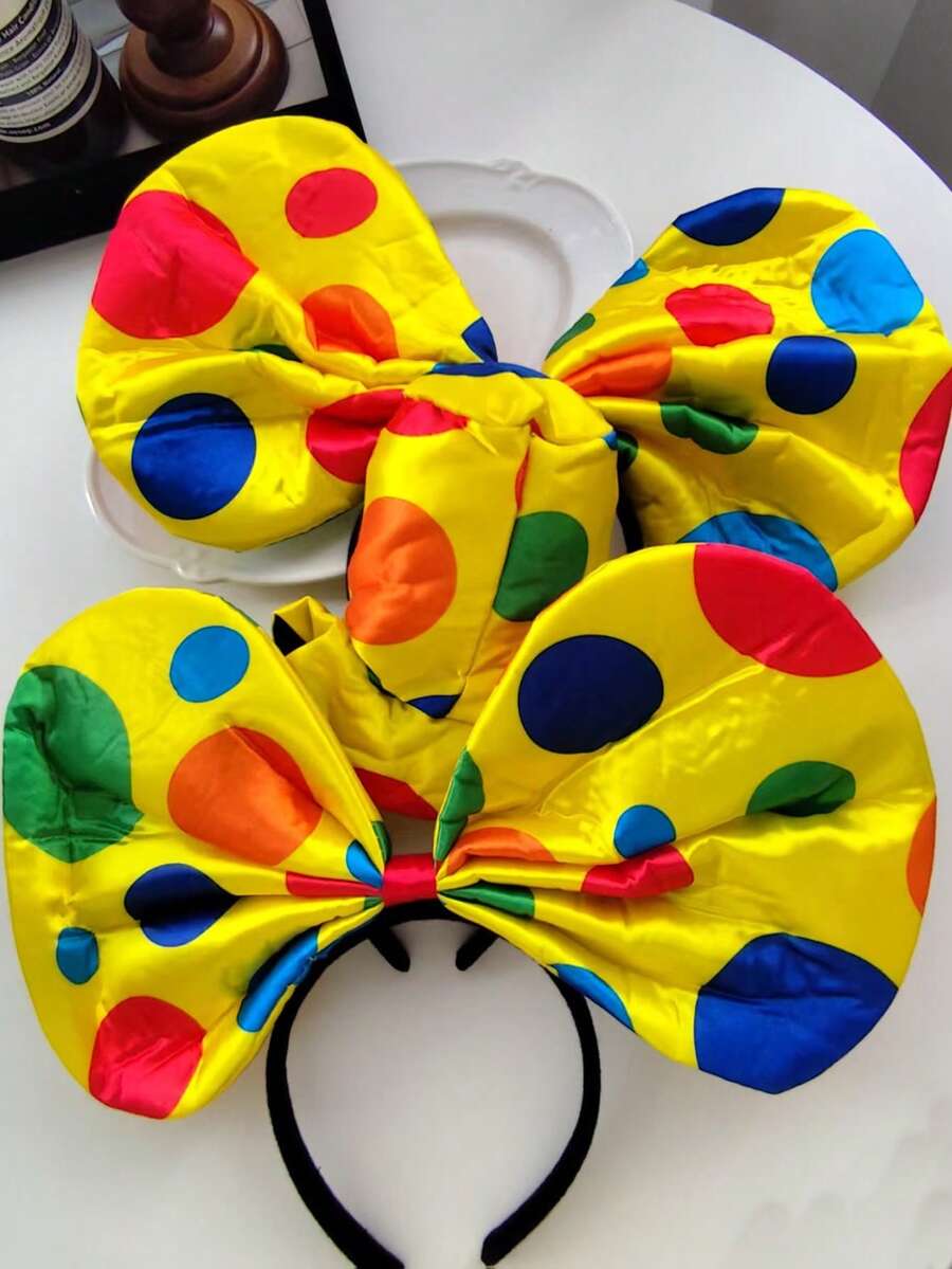 1个卡通3D波点发箍，配有超大蝴蝶结，适合化装舞会、舞台表演、小丑装扮、爵士礼帽、魔术师装扮、万圣节、狂欢节、派对、送朋友的礼物，美发配饰，头饰，发箍 - 彩色 - 查看 1