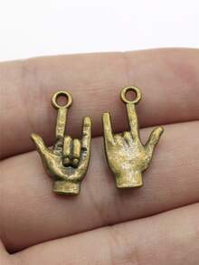 10 buc 22x13mm (0,87x0,51 inch) Te iubesc gestul farmecelor pandantiv pentru bijuterii DIY confecționare colier breloc telefon lanț brățară confecționare accesorii lucrate manual artizanal confecționare descoperiri