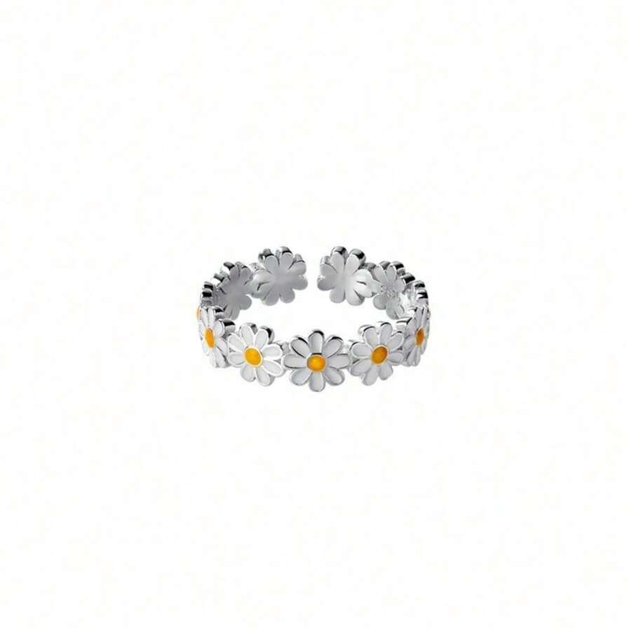 Little Daisy Ring, Fresh Summer White Flower Dropping Gel Ring, Korean Edition, Feminine Style Handmade - XXJZ017 - Xem 1