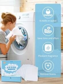 30/60/90 Piezas Hojas de lavandería de 11*14Cm, Pastillas de lavandería para lavadora con aroma duradero, potente eliminación de manchas para ropa, ideal para el hogar, dormitorios y viajes, adecuado para limpiar sábanas, cortinas, ropa y otras telas, artículos del hogar