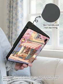 Kobo Protective Case, Kindle Cover Featuring A Coffee Shop Beneath Cherry Blossoms, Minimalist Classic Design, Magnetic Cover With Sleep/Wake Function, Romantic Gift, Compatible With Kindle Paperwhite, Kobo Clara Colour/BW 2024, Kobo Clara 2E. Suitable For Both Men And Women When Travelling Or Out And About To Protect E-Readers From Damage, And Ideal For Bedtime Reading