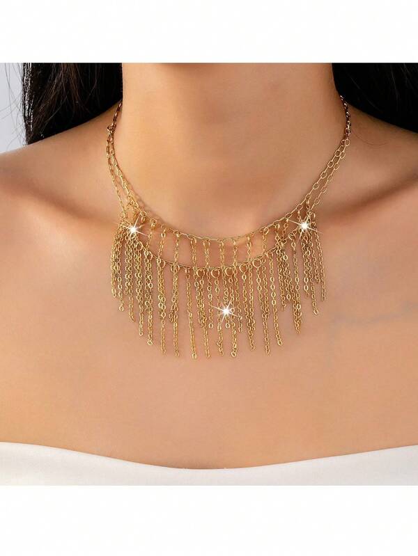 1pc Fashionable Metallic Casual Sexy Necklace For Women, Suitable For Wedding Parties