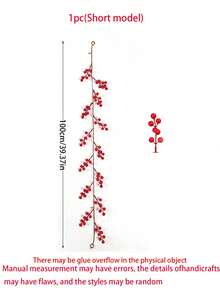 200cm 人造紅莓藤蔓，柔軟人造聖誕冬青莓藤，冬季莓果花環，適用於裝飾披肩、聖誕樹、窗戶和門，室內外節日裝飾，聖誕紅莓花環，聖誕花環裝飾，室內外裝飾，人造花環，冬季聖誕，新年，壁爐，餐桌裝飾 - 紅色 - 查看 11