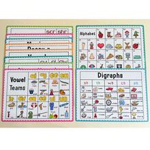 Lachilly 10 PCS/Set Poster Belajar Kata Fonik Bahasa Inggris, Gabungan Vokal dan Diftong, Mainan Edukatif untuk Anak-Anak, Bahan Belajar Prasekolah, Dekorasi Kelas Taman Kanak-Kanak, Alat Bantu Mengajar di Rumah - MultiWarna - View 5