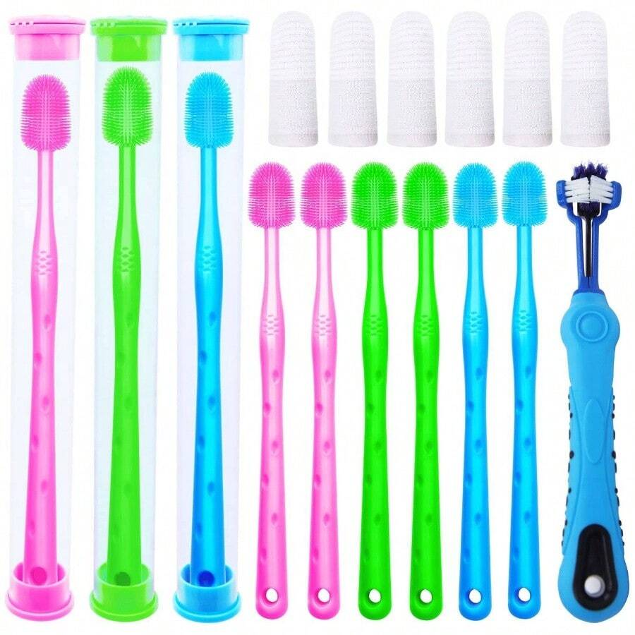 Dog Soft Toothbrush Finger Toothbrush 360 Degree Pet Toothbrush Small To Large Dogs - ban đầu - Xem 1