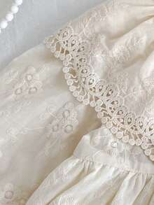 Girls Lace Collar Princess Dress, Spring/Autumn - Apricot - View 4