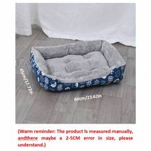 1个柔软宠物床，适合猫咪和小型犬 - 填充物为毛绒聚酯纤维，蓝色爪印图案，耐用室内沙发垫，易于清洁，舒适柔软，适合室内宠物，可作猫窝，趣味宠物设计，易清洁材质。（收到商品后，请放置约3天或手动拍打蓬松，以帮助其恢复形状） - 彩色 - 查看 16