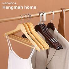 3/5/10 Pcs Wooden Clothes Hangers Set - Non-Slip Hangers And Durable Wardrobe Hangers | Multipurpose, Space-Saving Closet Organizer | Shirt/Jacket/Dress/Pants Hangers | Perfect Holiday Gift For Back To School, Thanksgiving, Halloween, Christmas | Essential For Dorm And Apartment Organization