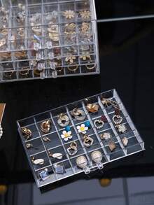 1pc Transparent 5-Layer 120-Grid Jewelry Storage Box For Women's Daily Earrings, Rings, Necklaces, Bracelets. Drawer Style 5-Layer 120-Grid Detachable Large Capacity Nail Drill & Nail Decoration Organizer - Clear - View 4