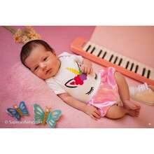 Unicorn Themed Baby Bodysuit For The Monthiversary - 白色 - 查看 1