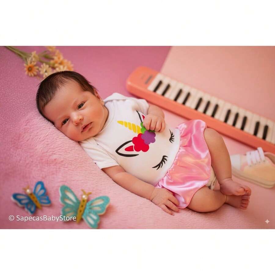 Unicorn Themed Baby Bodysuit For The Monthiversary - 白色 - 查看 1