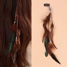 3pcs Fashion Women Feather Hair Tassel Headdress Hair Ornaments For Girls Style Hairpiece Rubber Band BB Clip Hair Accessories, Claw Clips