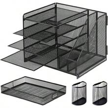 Tabletop Stationery File Holder Storage, Desk Organizer with Drawers, 13.78x11.02x12.01 Inches Portable Document Storage Container Work Home School Bedroom and Organization - inicial - Ver 1